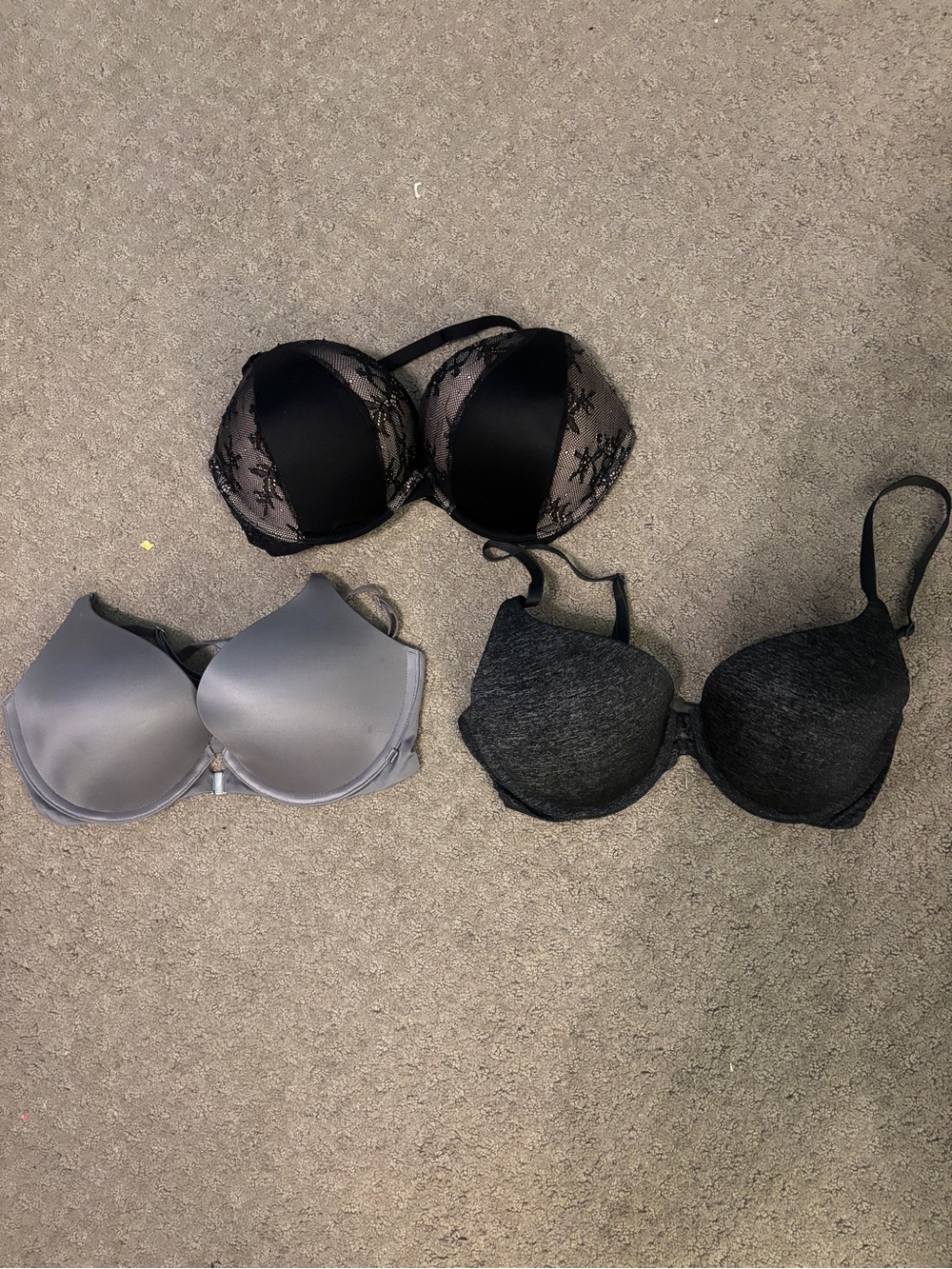 Black, Gray Lace Push-Up Bras - Women Intimates